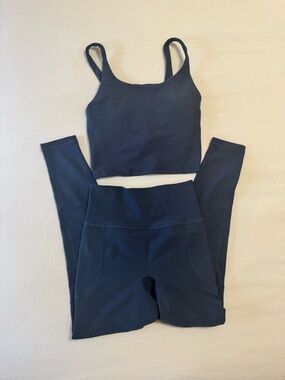 Women's High-Waist Navy Leggings with Matching Top XS